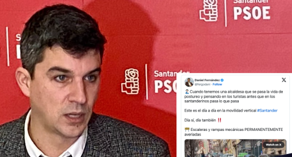 El portavoz del PSOE de Santander, Daniel Fernández y su "magnífico" tuit. / Alerta
