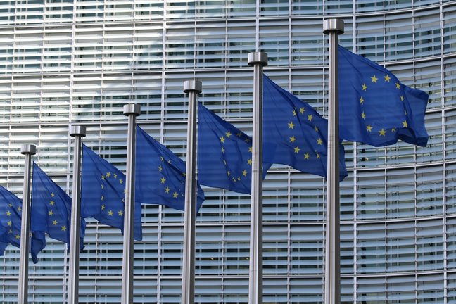 Banderas de la Unión Europea en Bruselas. EP