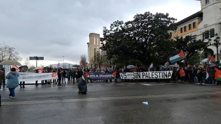Varias personas personas en la manifestación de hoy en Santander. / TWITTER