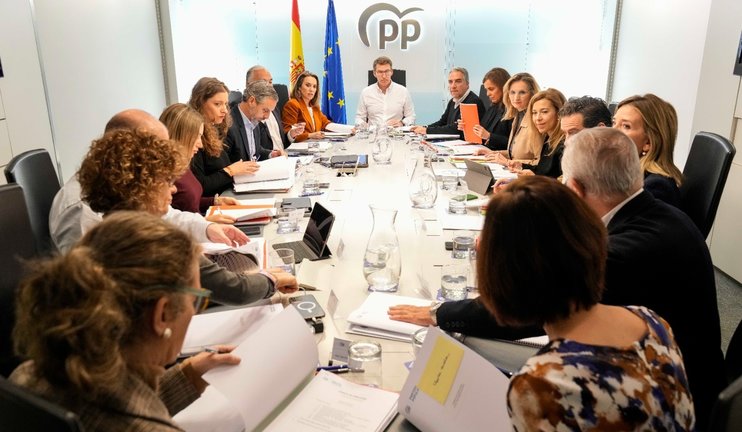 El líder del PP, Alberto Núñez Feijóo, preside la reunión del comité de dirección del PP, centrada en el 'caso Koldo'. EP