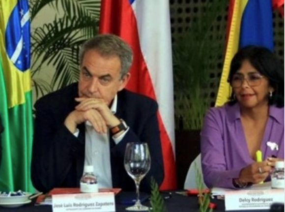 Rodríguez Zapatero y Delcy Rodríguez.