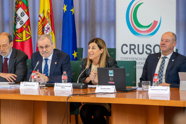 La presidenta de Cantabria, María José Sáenz de Buruaga, preside la reunión del grupo de trabajo de la Macrorregión de Regiones del Suroeste de Europa. / Alerta