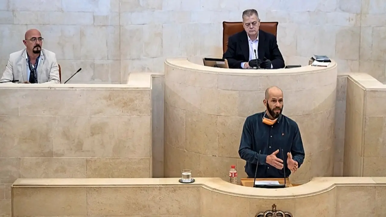 Reinhard Wallmann durante su intervenci&oacute;n en el Parlamento. / ALERTA