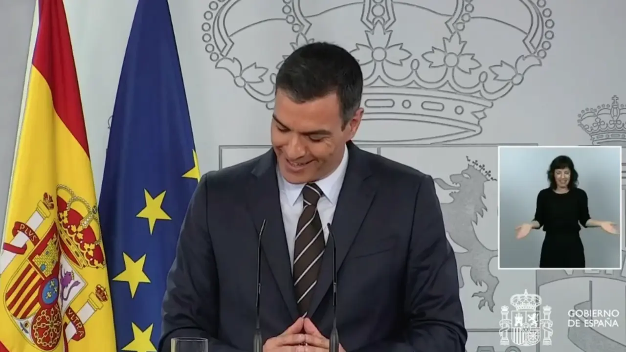 El presidente Pedro S&aacute;nchez durante la rueda de prensa.