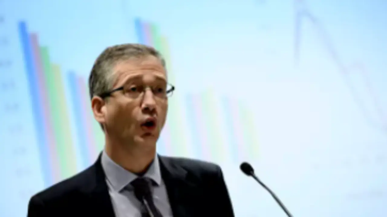 El presidente del Banco de Espa&ntilde;a, Pablo Hern&aacute;ndez de Cos, durante su intervenci&oacute;n en la inauguraci&oacute;n de la jornada 'Spanish Capital Markets Conference' organizada por Afme y AEB, en Madrid (Espa&ntilde;a), a 13 de febrero de 2020. - &Oacute;scar Ca&ntilde;as - Europa Press