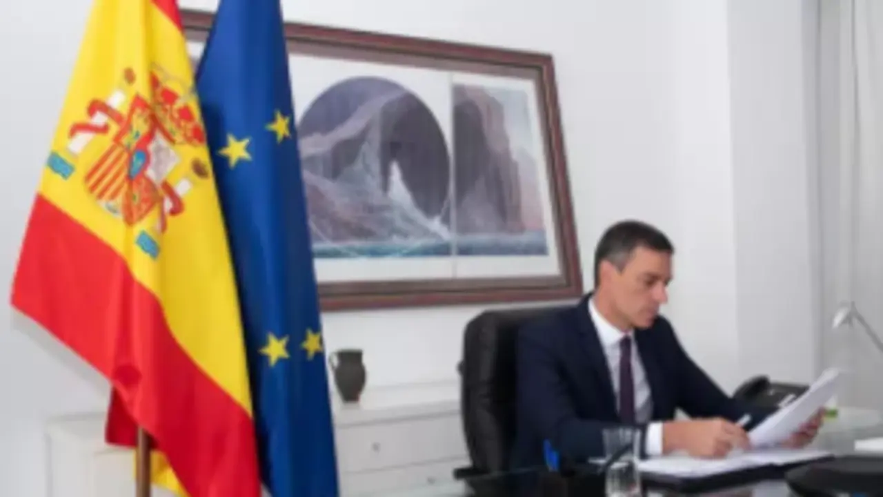 El presidente de Gobierno, Pedro S&aacute;nchez, durante la conferencia internacional de apoyo al L&iacute;bano convocada por el presidente franc&eacute;s, Emmanuel Macron, junto con el secretario general de Naciones Unidas, Ant&oacute;nio Guterres - Moncloa