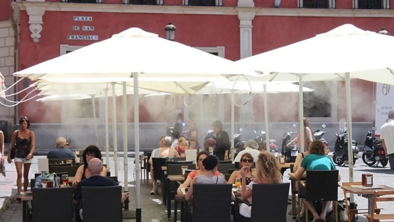 Terraza, verano, calor