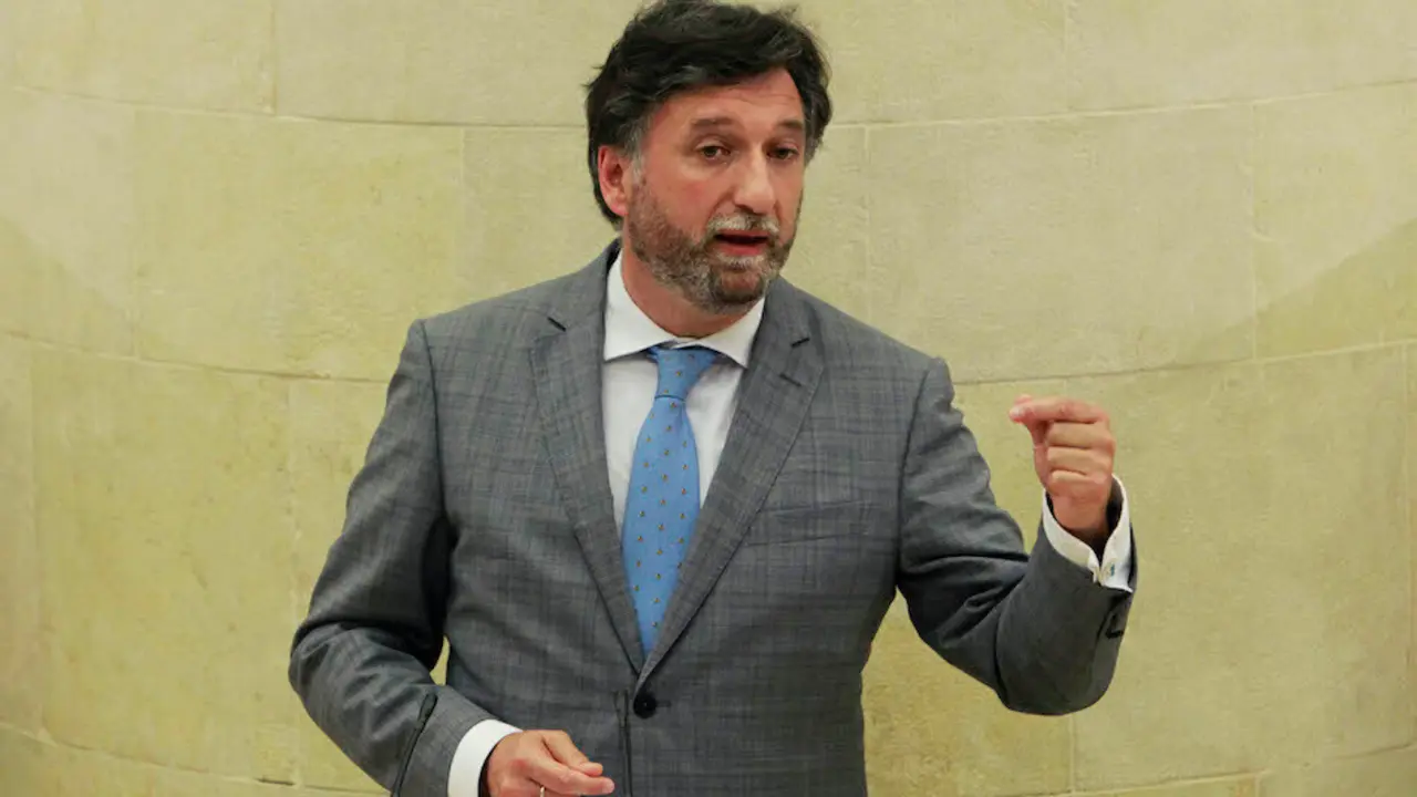 El diputado regional de Vox Crist&oacute;bal Palacio en el Parlamento de Cantabria. / J. R.