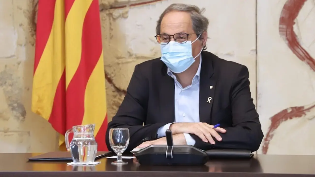 El presidente de la Generalitat Quim Torra, en el Consell Executiu. RUBEN MORENO
