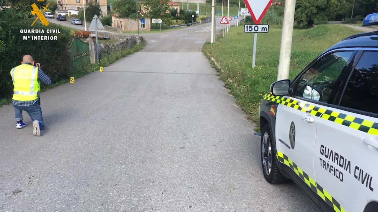 La Guardia Civil en el lugar del atropello. / OPC