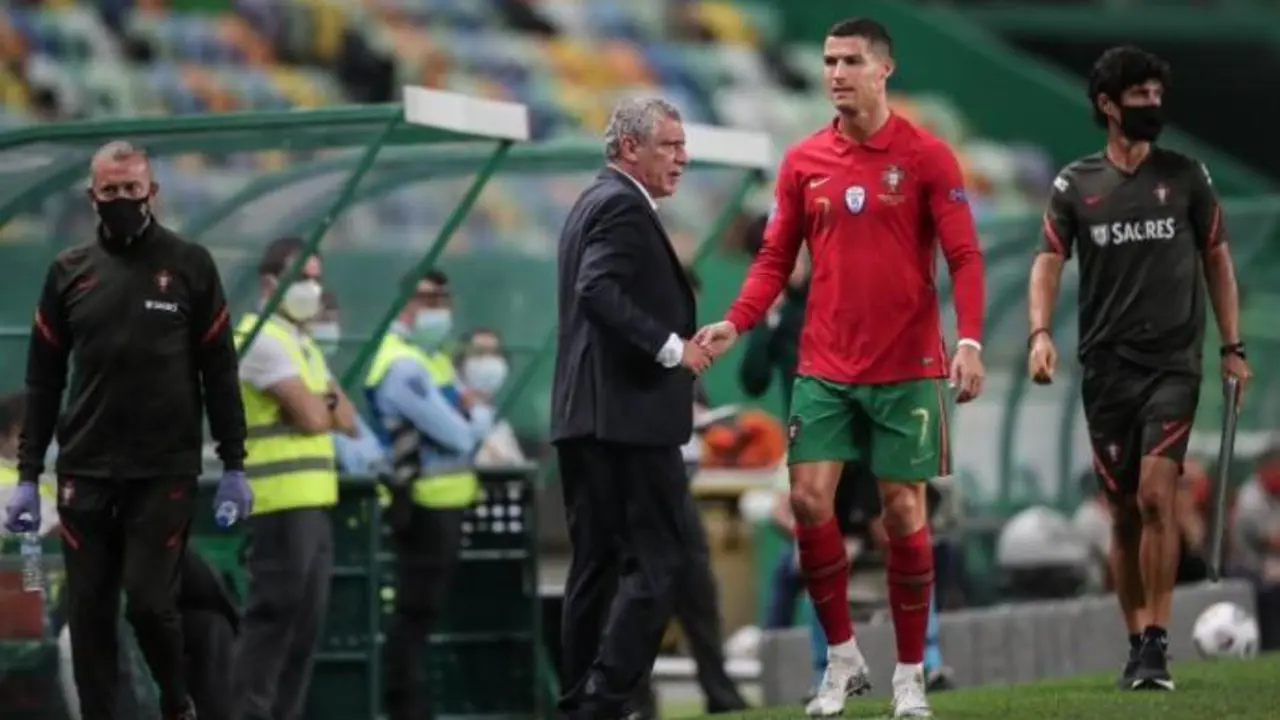 Cristiano Ronaldo durante el partido con la selecci&oacute;n de Portugal.