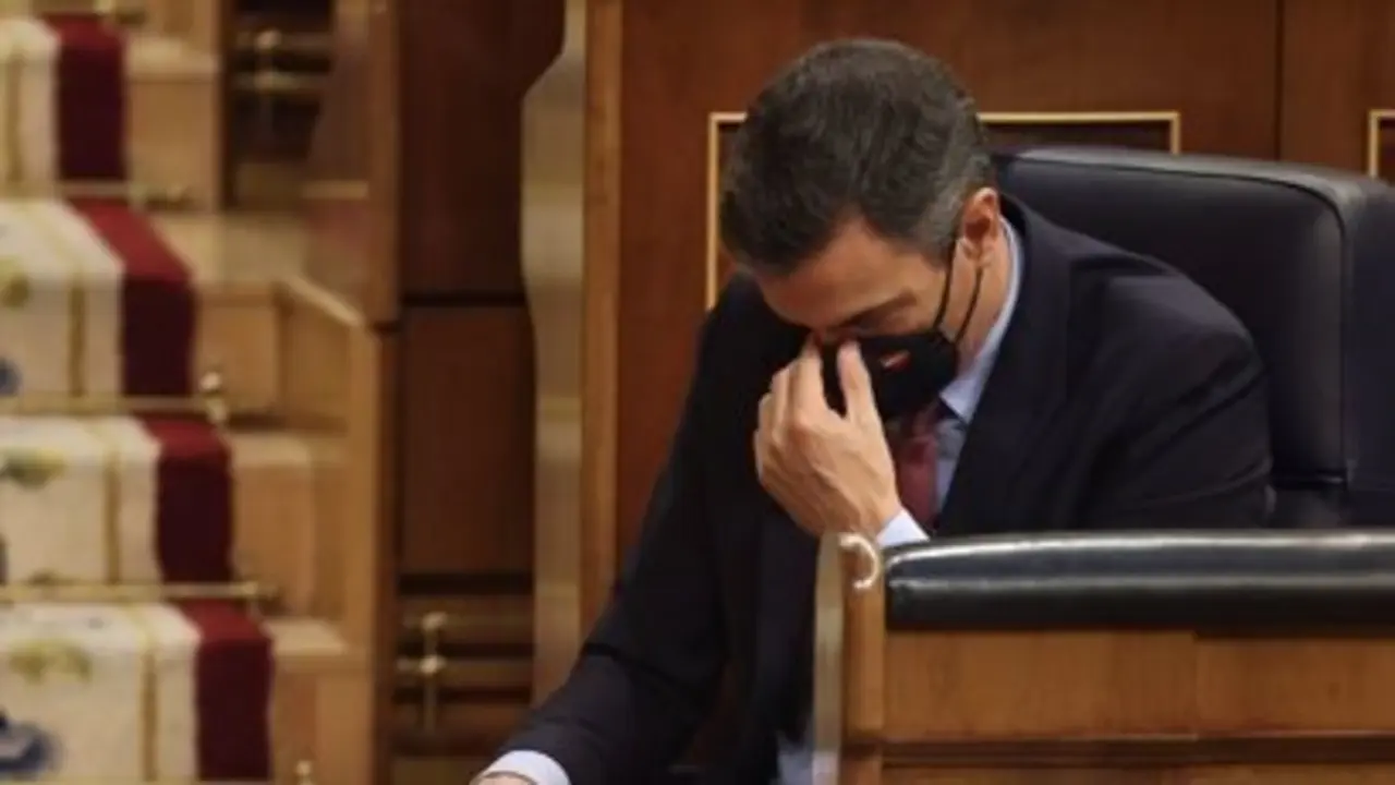 El presidente del Gobierno, Pedro S&aacute;nchez, durante el pleno en el que se debate la moci&oacute;n de censura planteada por Vox - EUROPA PRESS/E. PARRA. POOL