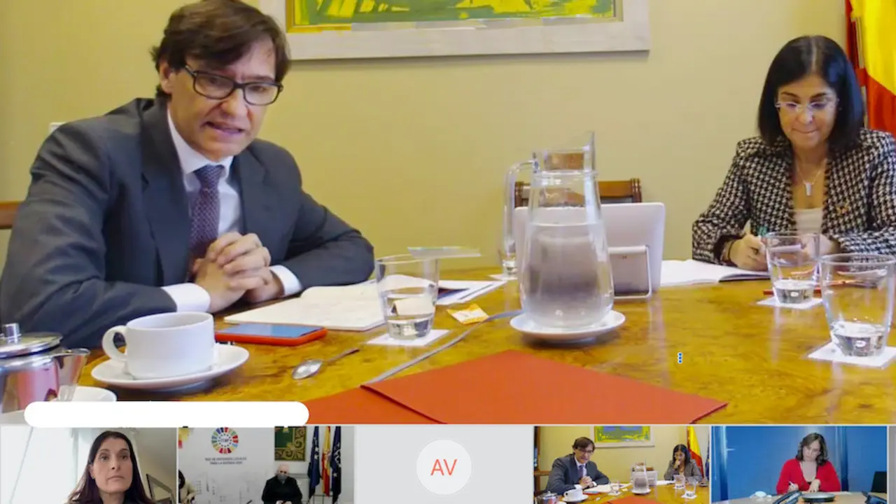Gema Igual durante la reuni&oacute;n telem&aacute;tica con Illa y Darias. / ALERTA