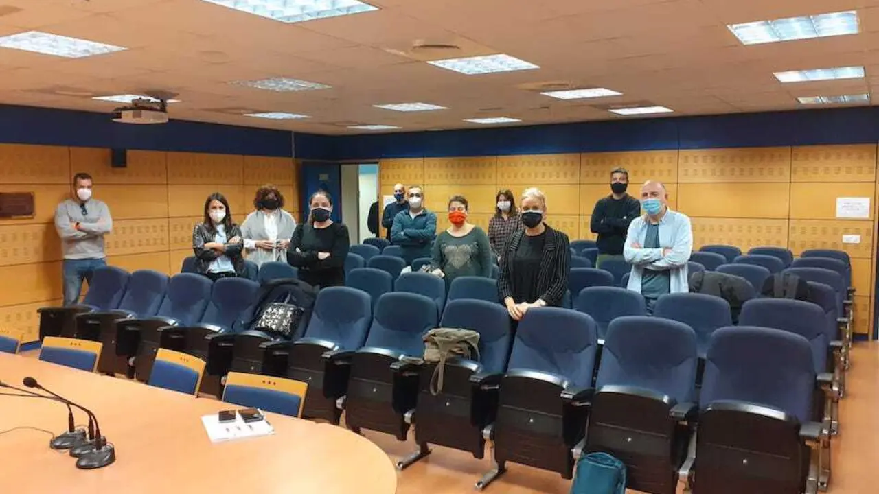 Delegados de los sindicatos de la Junta de Personal Docente -UGT, STEC, ANPE, CCOO, TU y CSIF- en Educaci&oacute;n. / ALERTA