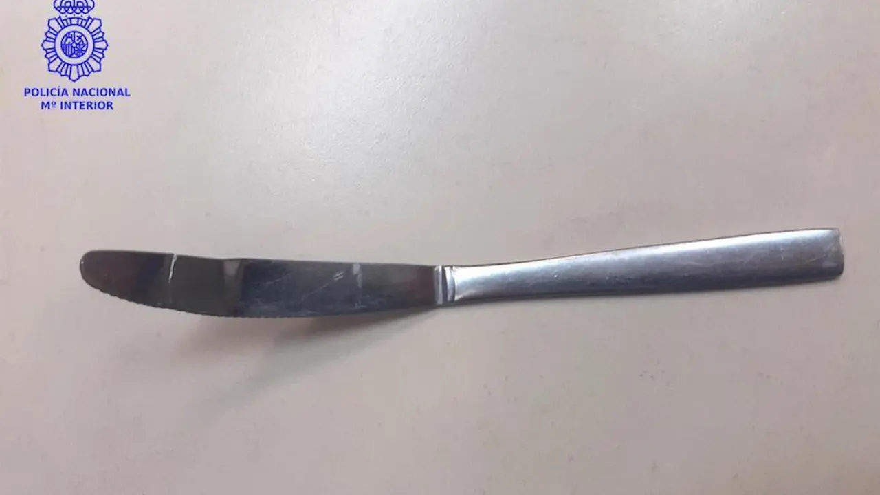 El cuchillo intervenido al desvalijador de taquilas./DM .
El cuchillo intervenido al desvalijador de taquilas. / ALERTA