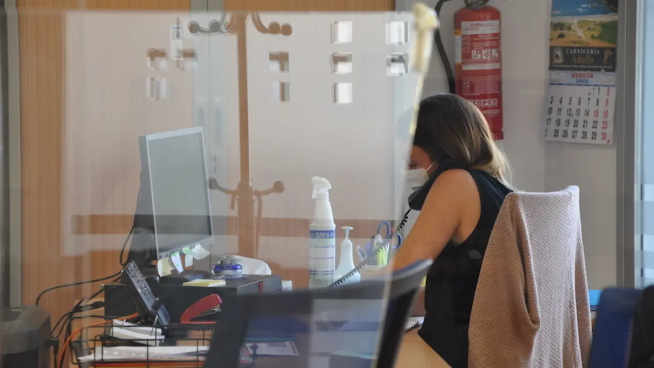 Una trabajadora p&uacute;blica atiende en la oficina del Paro en Torrelavega. / S.D. / ARCHIVO
