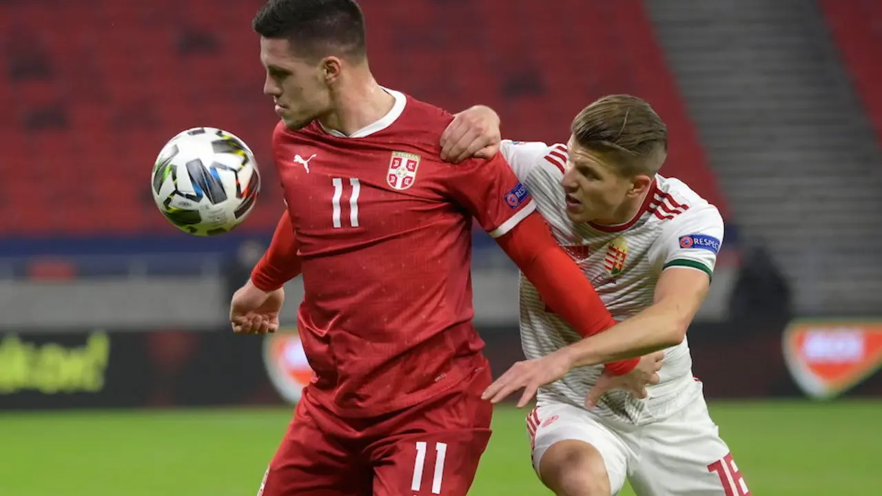 Jovic durante el Serbia - Hungr&iacute;a de esta semana. / EFE