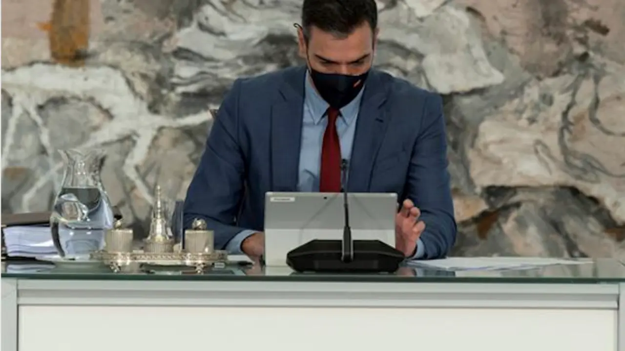 El jefe del Ejecutivo, Pedro S&aacute;nchez, durante la reuni&oacute;n del Consejo de Ministros hoy martes en el palacio de La Moncloa. / EFE/Borja Puig de la Bellacasa
