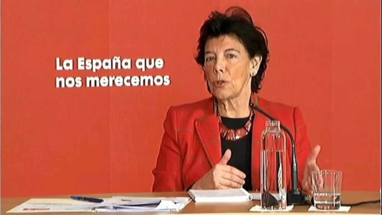 La ministra de Educaci&oacute;n y Formaci&oacute;n Profesional, Isabel Cela&aacute;, durante una intervenci&oacute;n desde la sede de Ferraz - CAPTURA YOUTUBE PSOE