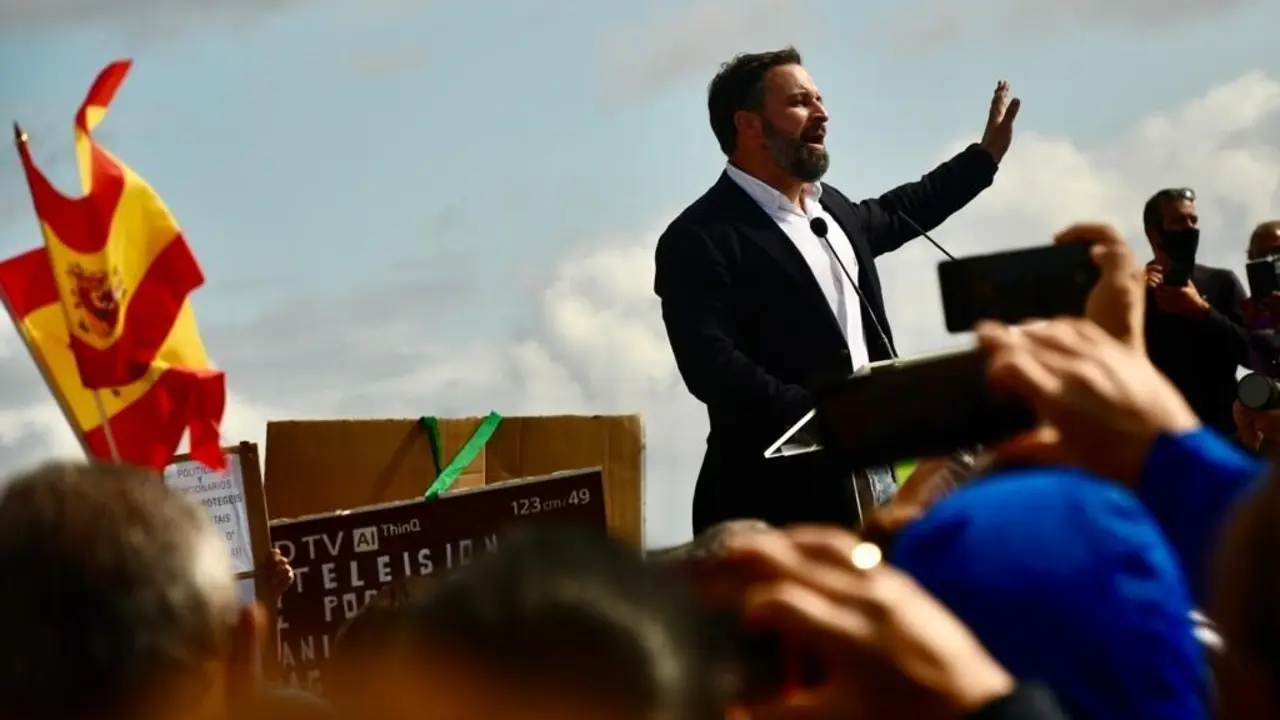 El presidente de Vox, Santiago Abascal, este s&aacute;bado en Lanzarote