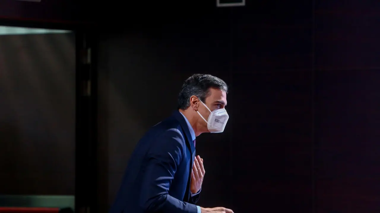 El presidente del Gobierno, Pedro S&aacute;nchez, presenta el Programa Misiones de Ciencia e Innovaci&oacute;n, en el Museo de Ciencia y Tecnolog&iacute;a (MUNCYT), en Alcobendas, Madrid (Espa&ntilde;a), a 9 de diciembre de 2020.