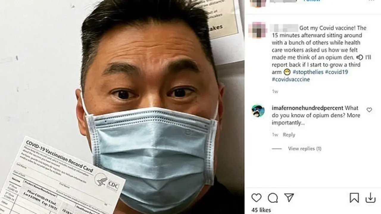 El enfermero de urgencias Matthew W (en la foto), recibi&oacute; la vacuna Pfizer el 18 de diciembre, seg&uacute;n un post de Instagram.