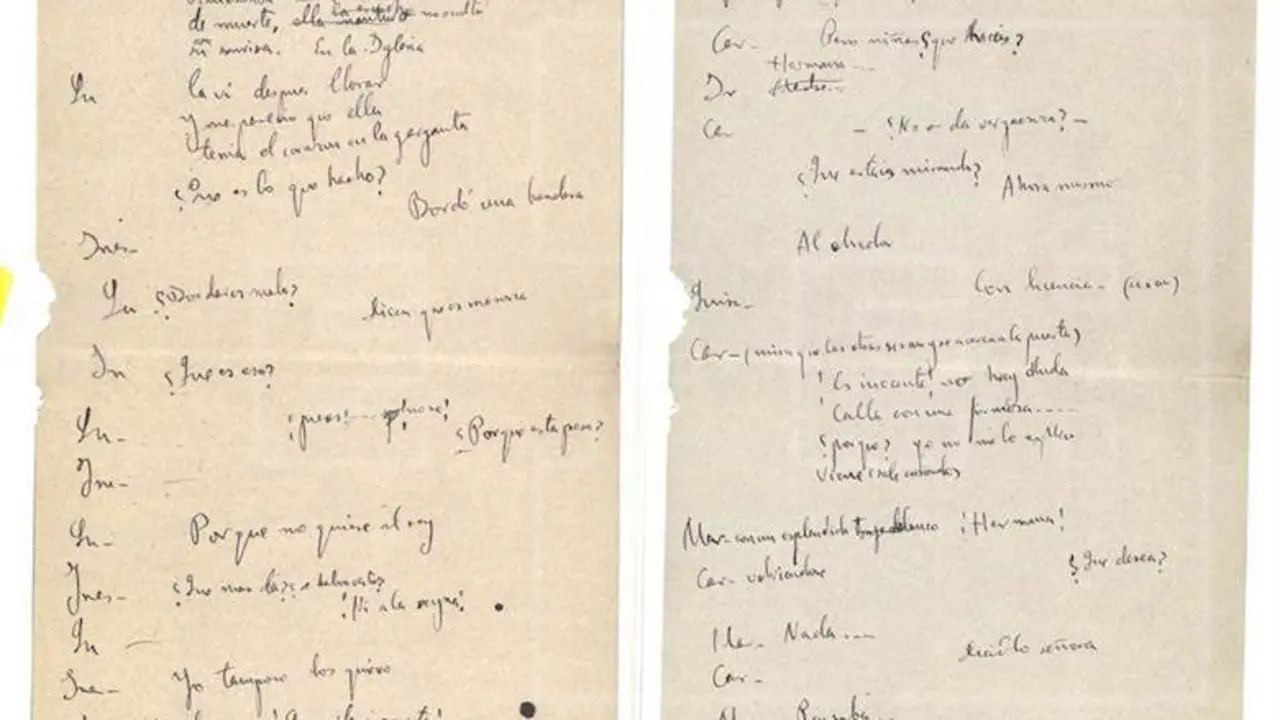 Facs&iacute;mil de documentos sobre la representaci&oacute;n de "Mariana Pineda", de Federico Garc&iacute;a Lorca. EFE/Foto cedida por la Diputaci&oacute;n Provincial de Granada