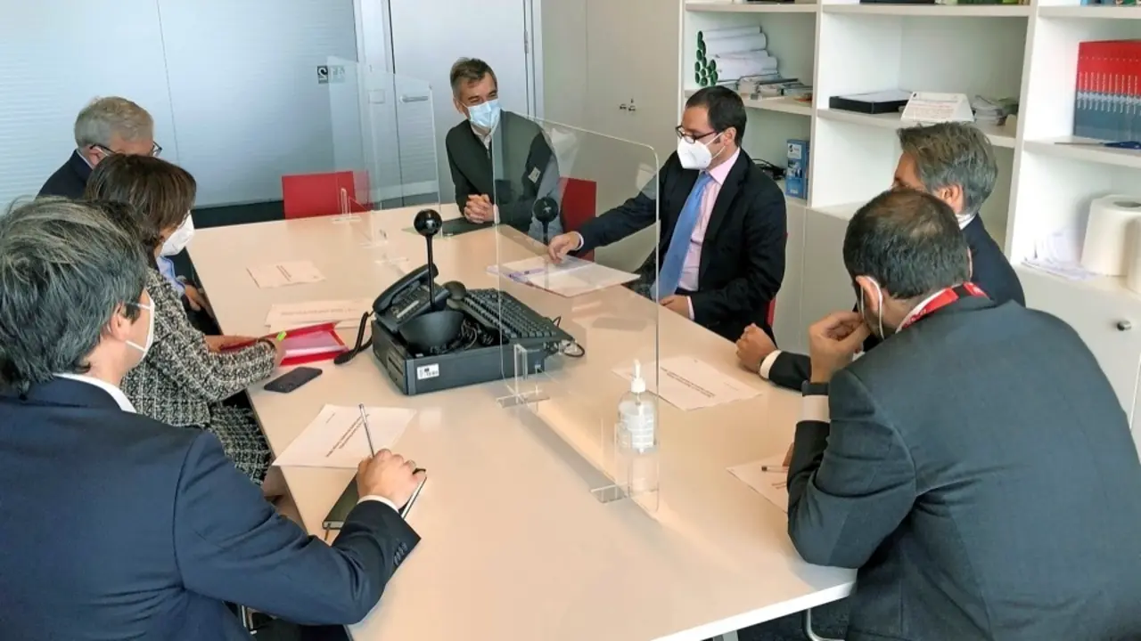 Dirigentes de Viesgo y miembros del Gobierno regional durante la reuni&oacute;n. / Alerta