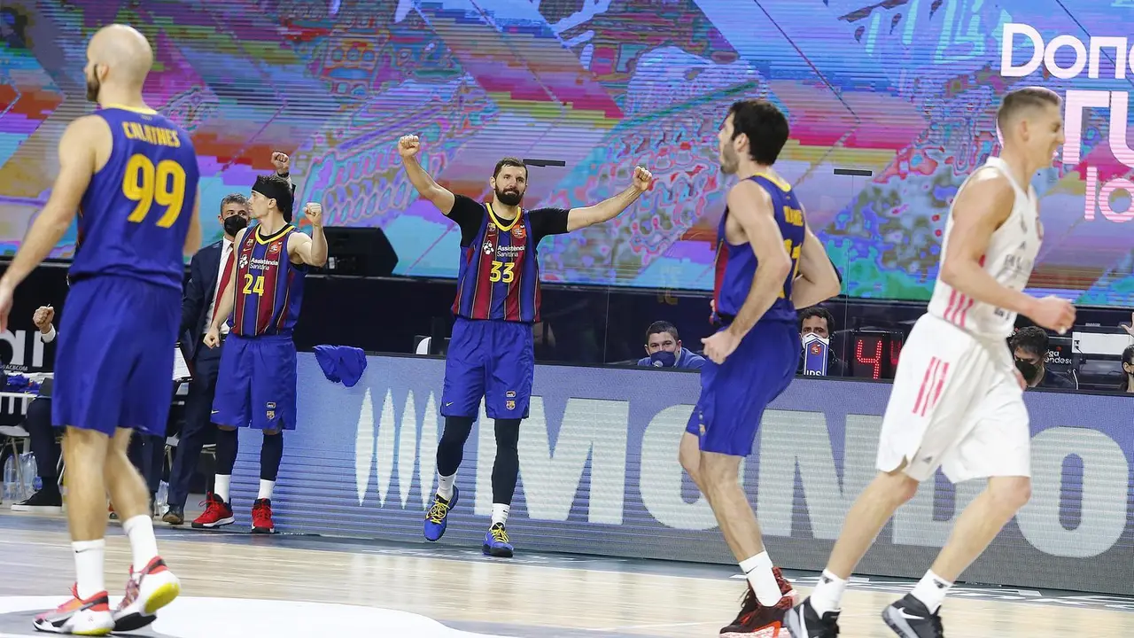 Mirotic celebra la victoria del Bar&ccedil;a