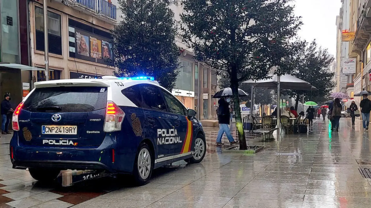 Vista de la patrulla de la Polic&iacute;a Nacional en el lugar de los hechos. / P.N.