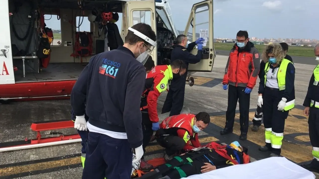 Rescate de un ciclista accidentado