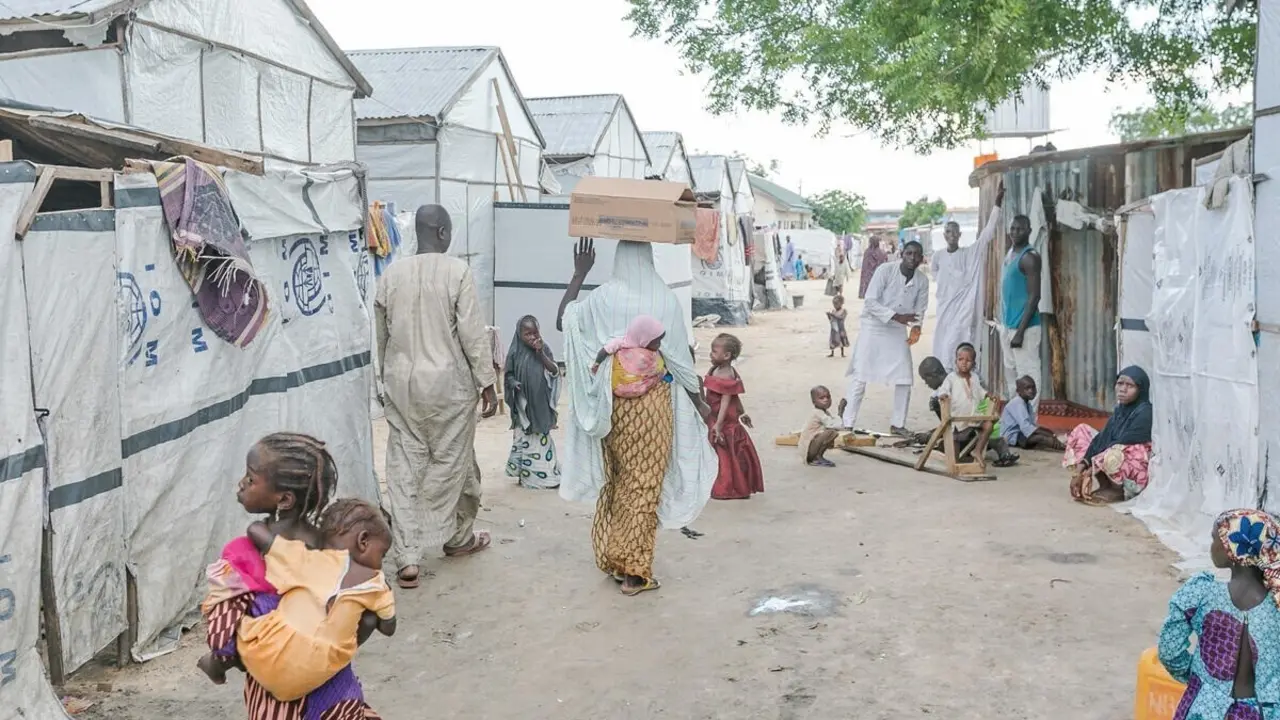 Archivo - Desplazados por la violencia en Maiduguri (Nigeria)