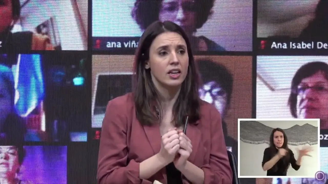 La ministra de Igualdad, Irene Montero, en la jornada organizada por Unidas Podemos sobre 'Poder feminista'