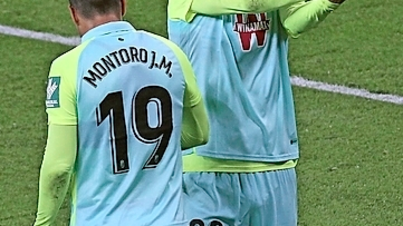 El delantero del Granada, Jorge Molina, celebra un gol. / EFE