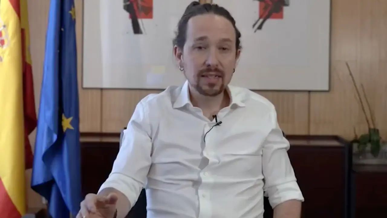 Pablo Iglesias durante el v&iacute;deo que  anuncia su candidatura.