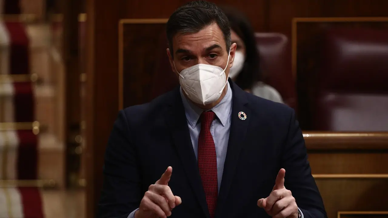 El presidente del Gobierno, Pedro S&aacute;nchez, interviene durante una sesi&oacute;n de control al Gobierno en el Congreso de los Diputados, en Madrid (Espa&ntilde;a), a 10 de marzo de 2021