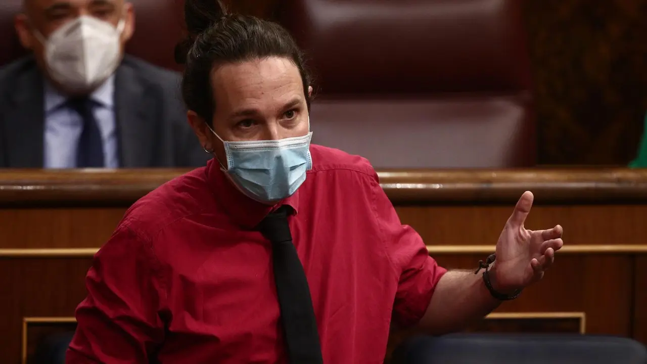 El vicepresidente segundo del Gobierno, Pablo Iglesias, interviene durante una sesi&oacute;n de Control al Gobierno en el Congreso de los Diputados, en Madrid, (Espa&ntilde;a), a 17 de marzo de 2021. 