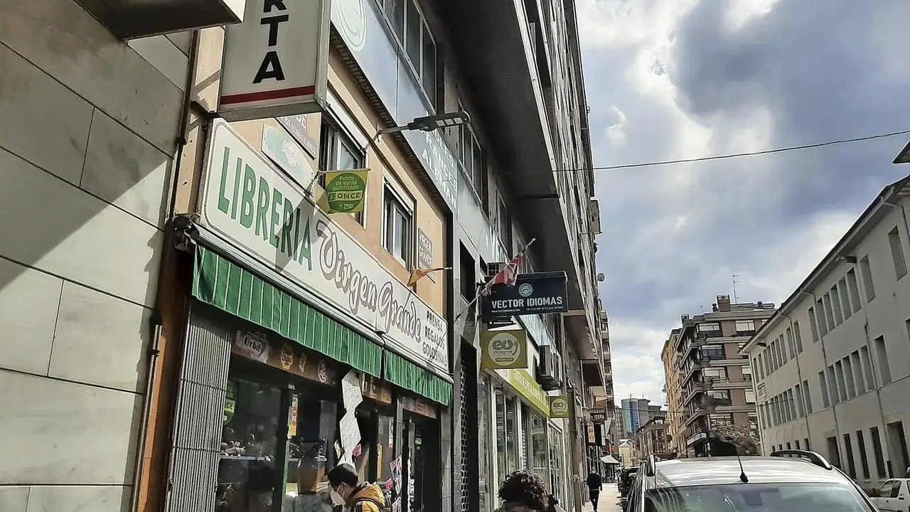 Vista de la Librer&iacute;a Virgen Grande en la calle Augusto G. Linares de Torrelavega. / S. D&iacute;az