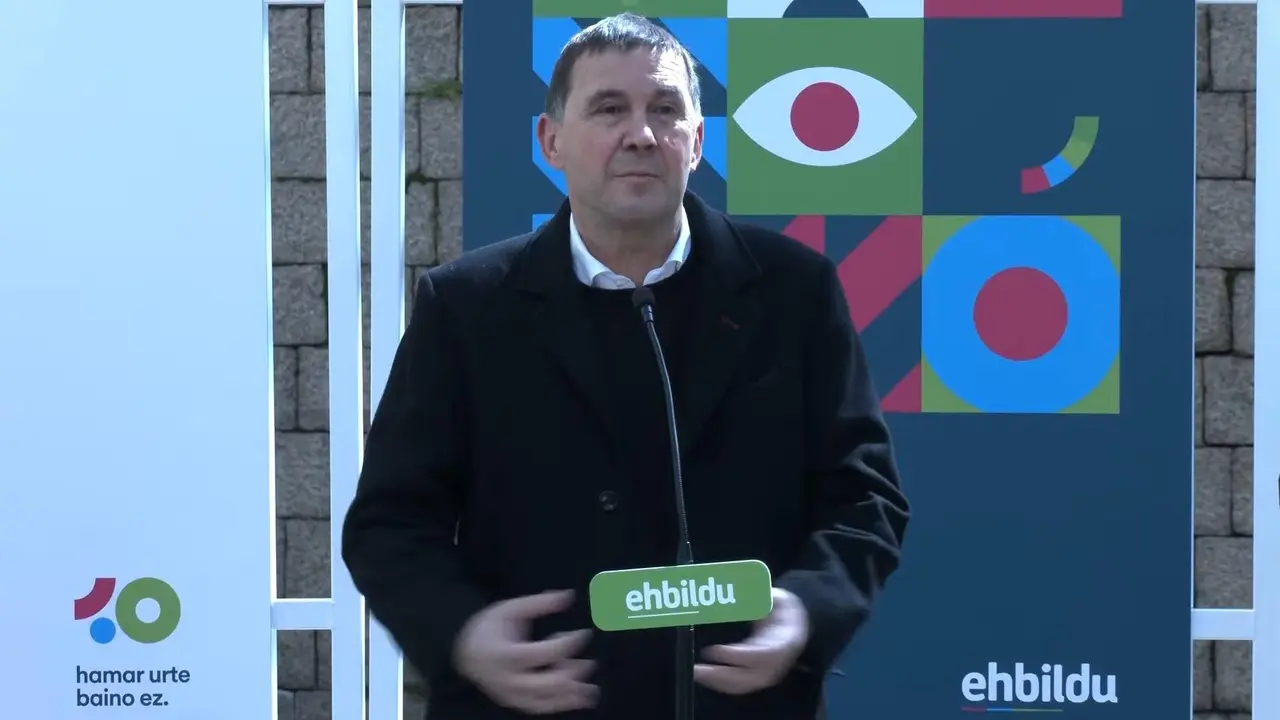Arnaldo Otegi, en el acto por el d&eacute;cimo aniversario de EH Bildu celebrado en Vitoria