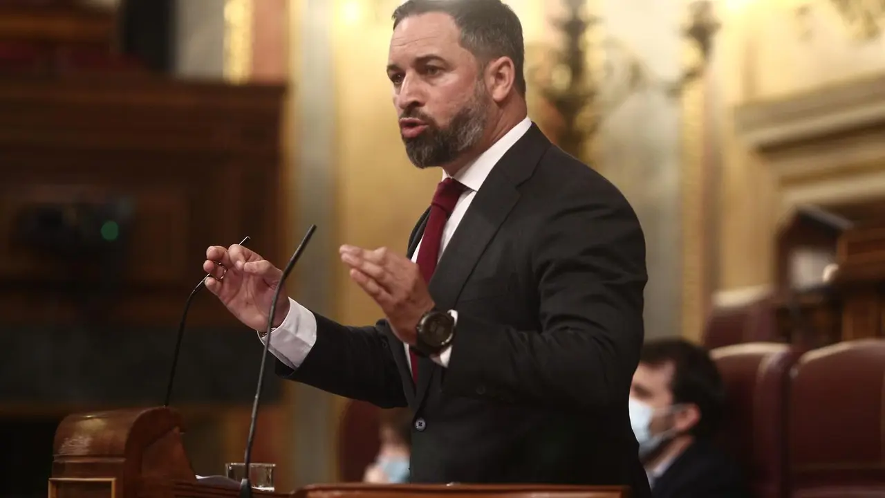 El l&iacute;der de Vox, Santiago Abascal, en el Congreso