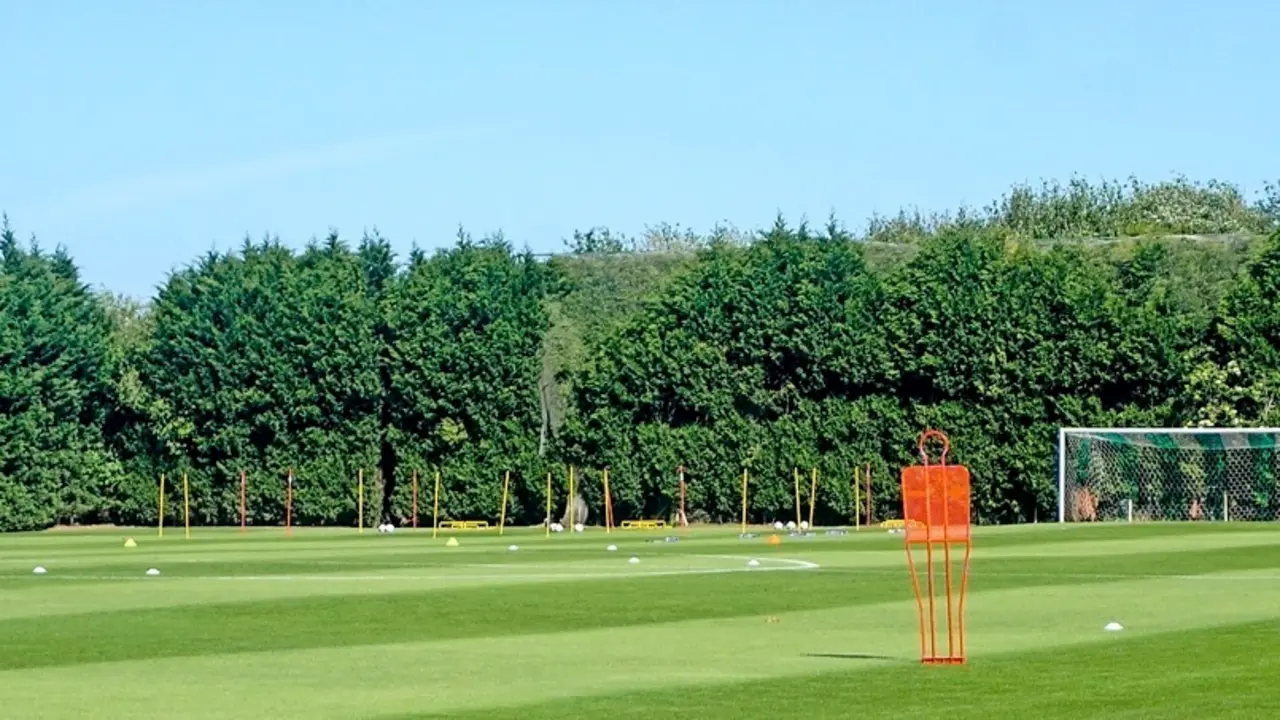 El campo n&uacute;mero uno de La Albericia estaba preparado ayer para un entrenamiento que, finalmente, no se pudo llevar a cabo. / Hardy