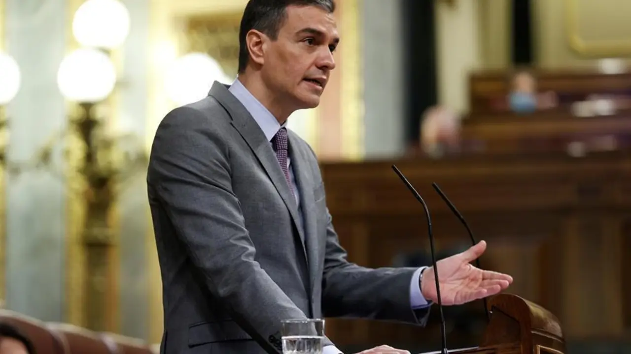 El presidente del Gobierno, Pedro S&aacute;nchez durante su intervenci&oacute;n este mi&eacute;rcoles al Congreso. EFE/Chema Moya