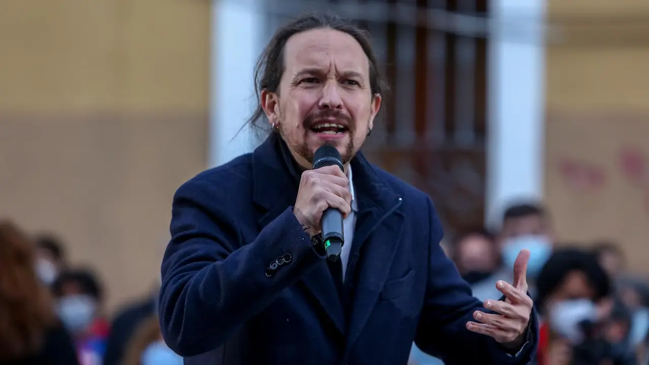 El candidato de Unidas Podemos a la Presidencia de la Comunidad, Pablo Iglesias durante un acto del partido a 23 de abril de 2021 en el distrito de Villaverde, en Madrid (Espa&ntilde;a). Foto de archivo.