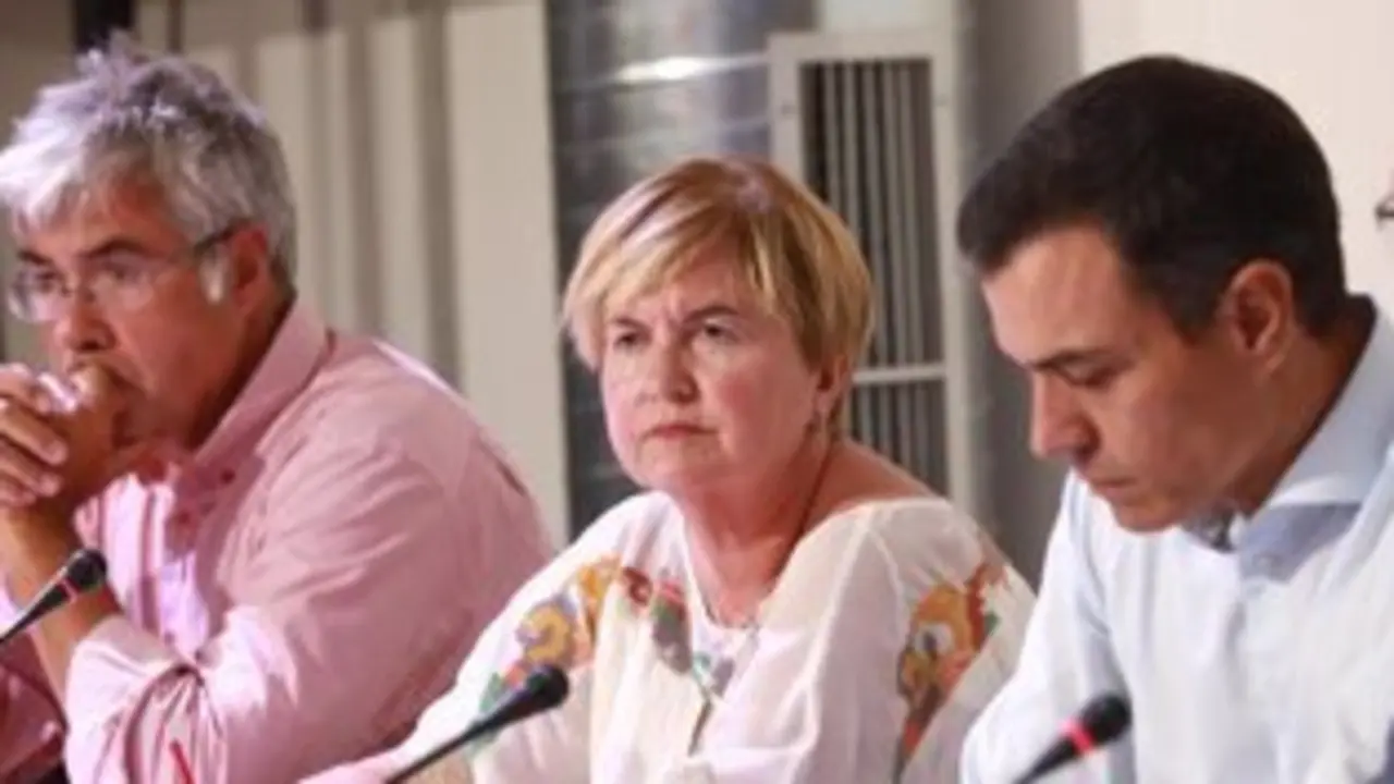 Archivo - El secretario general del PSOE y presidente del Gobierno en funciones, Pedro S&aacute;nchez (3i) y la ex alta Comisionada del Gobierno frente al Reto Demogr&aacute;fico y secretaria de Funci&oacute;n P&uacute;blica del PSOE, Isaura Leal (2i), durante la reuni&oacute;n con organiz - Psoe - Archivo