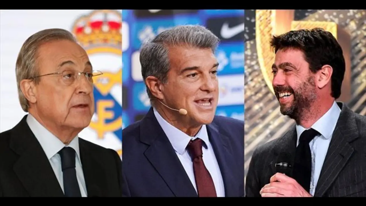 Archivo - Florentino P&eacute;rez, Joan Laporta y Andrea Agnelli - AFP7/EUROPA PRESS/DPA - Archivo