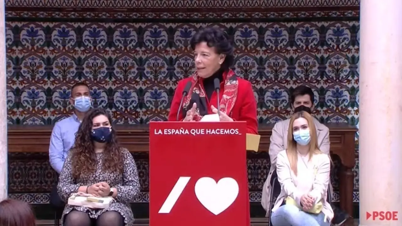 La ministra de Educaci&oacute;n y FP, Isabel Cela&aacute;, en un acto sobre Educaci&oacute;n, Universidad y Formaci&oacute;n Profesional este domingo 23 de mayo, dentro de los trabajos preparatorios de la Ponencia Marco del 40 Congreso del PSOE, que se celebrar&aacute; en octubre
