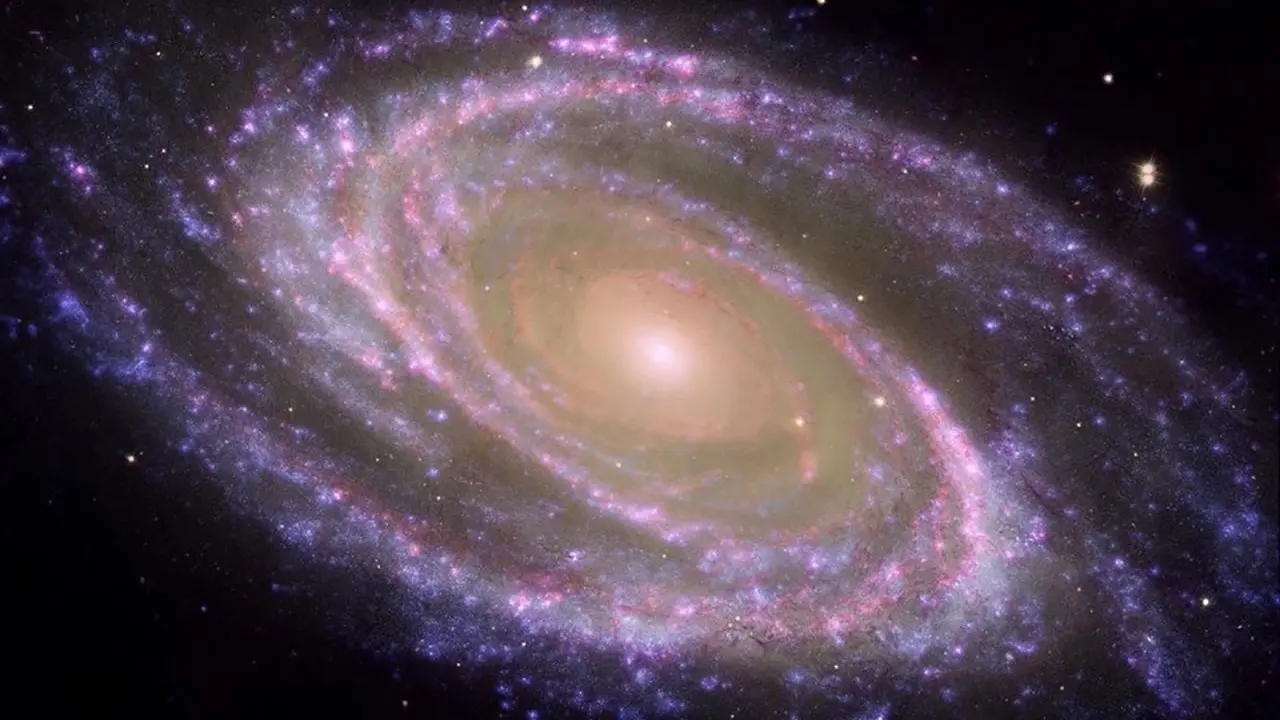 Ejemplo de galaxia espiral cercana, M81, donde se identifica f&aacute;cilmente el bulbo y el disco.