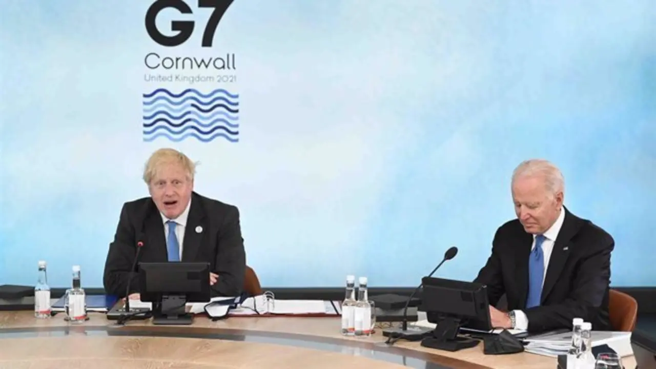 El primer ministro brit&aacute;nico, Boris Johnson, y el presidente de Estados Unidos, Joe Biden. - Leon Neal/PA Wire/dpa