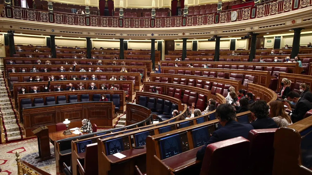 Archivo - Miembros del hemiciclo durante una sesi&oacute;n plenaria en el Congreso 