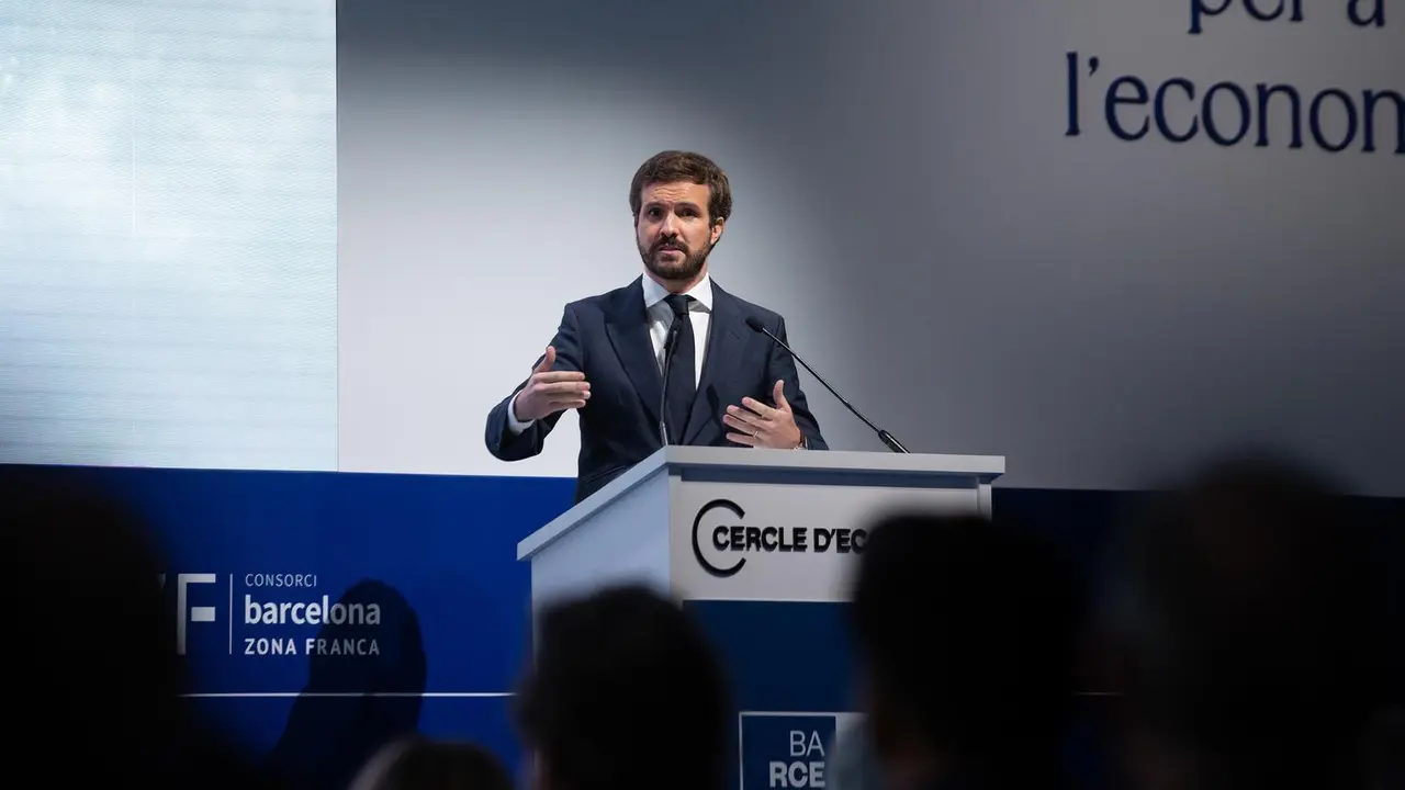 El presidente del PP, Pablo Casado, interviene en la Reuni&oacute;n Anual del Cercle d'Economia en Barcelona.